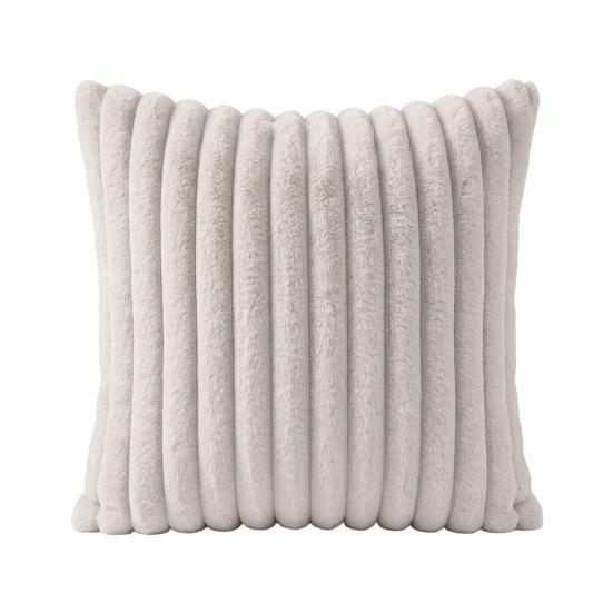 Imitation Rabbit Fur Pillowcase, Soft Plush Vertical Strip Design Throw Pillow Case, Decorative Cushion Cover for Sofa Bed Chair