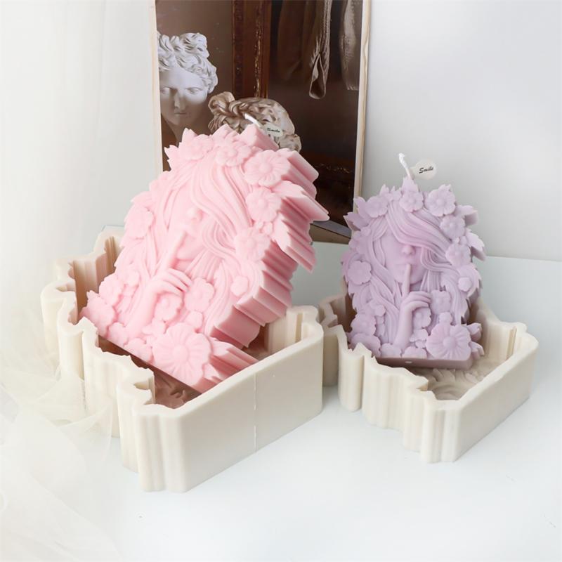 Beautiful Flower Girl Shaped Silicone Mold Unique Floral Girls Candle Crafting Mold Silicone Mold for Artistic Crafters