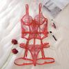 Damen Sexy Spitze Dessous Set Gesticktes Netz Spleiß Detail Krawatte Unterwäsche Ausgeschnitten Push-Up Bügel Dessous Set
