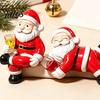 Cute Santa Claus Decor 3PCS Mini Resin Ornaments, Desktop Figurines, Craft Sculptures Christmas Decorative Accents for Garden Landscaping Fish