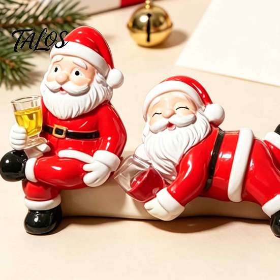 Cute Santa Claus Decor 3PCS Mini Resin Ornaments, Desktop Figurines, Craft Sculptures Christmas Decorative Accents for Garden Landscaping Fish