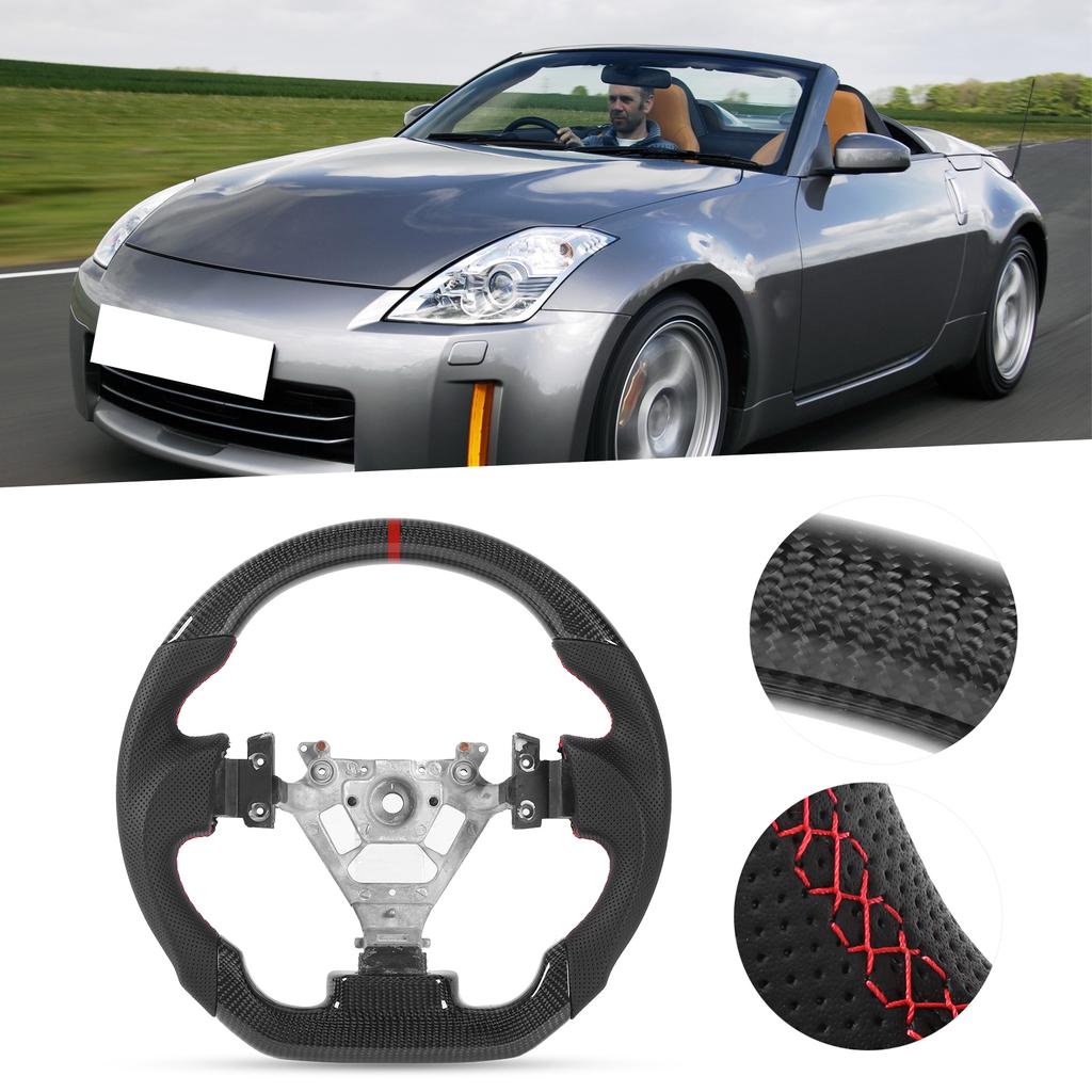 Custom Carbon Fiber Steering Wheel Nappa Perforated Leather Fit for Nissan 350z 2003 2008