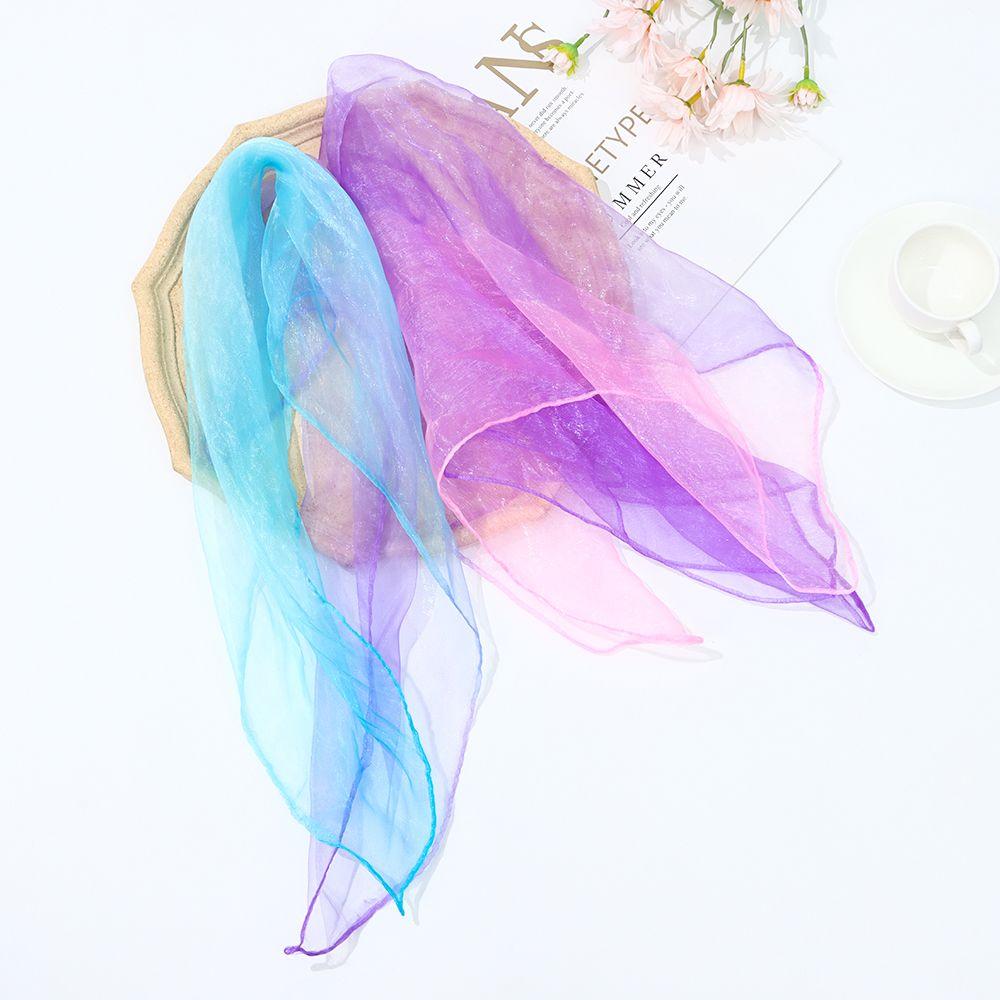 Music Scarves Juggling Performance Props Square Silk Scarf Gradient Color Scarf Gradient Color Dancing Scarf Dance Scarfs
