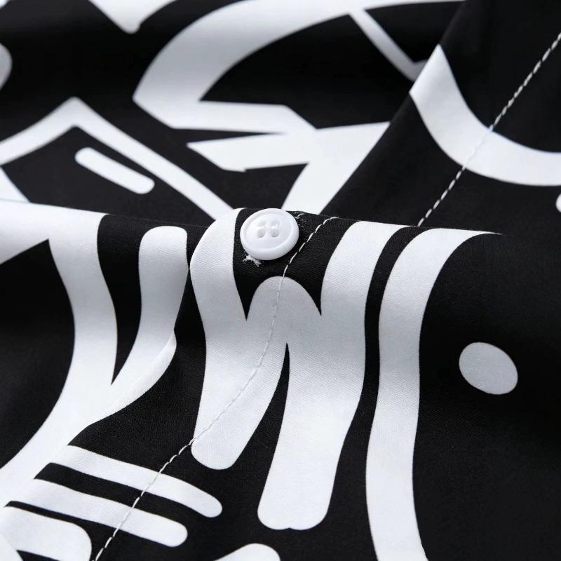 Casual Men's Letter Graffiti Print Short Sleeve Shirt