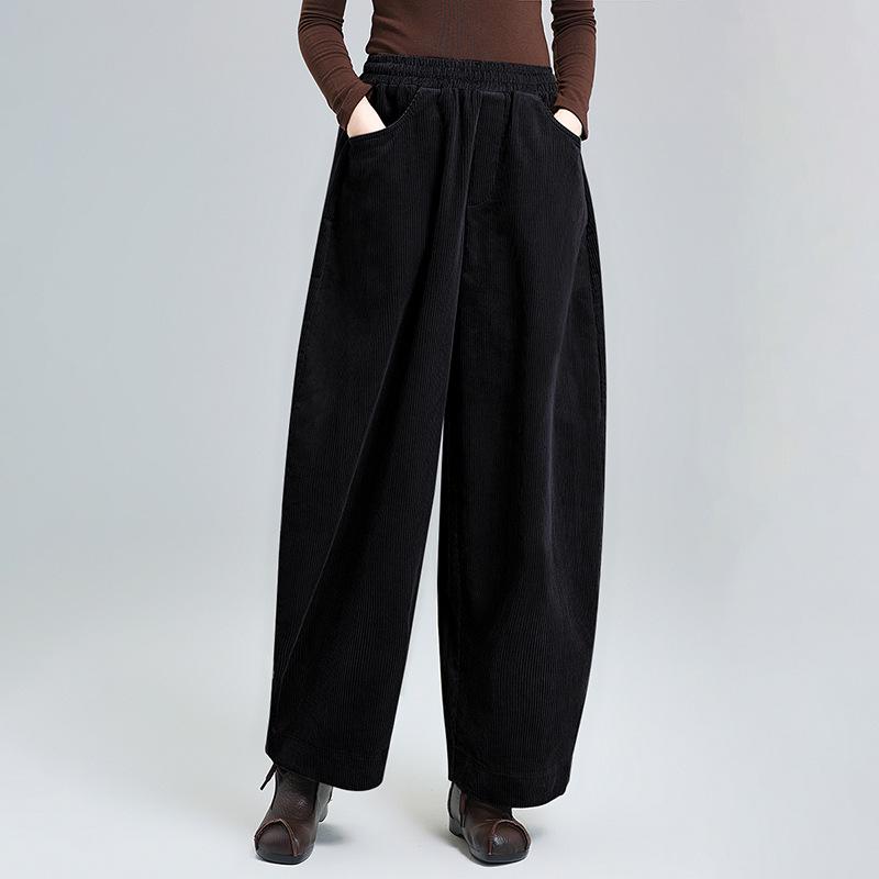 Damen Cord-Schlaghose mit hoher Taille - Frühling/Herbst Lässige lockere Passform