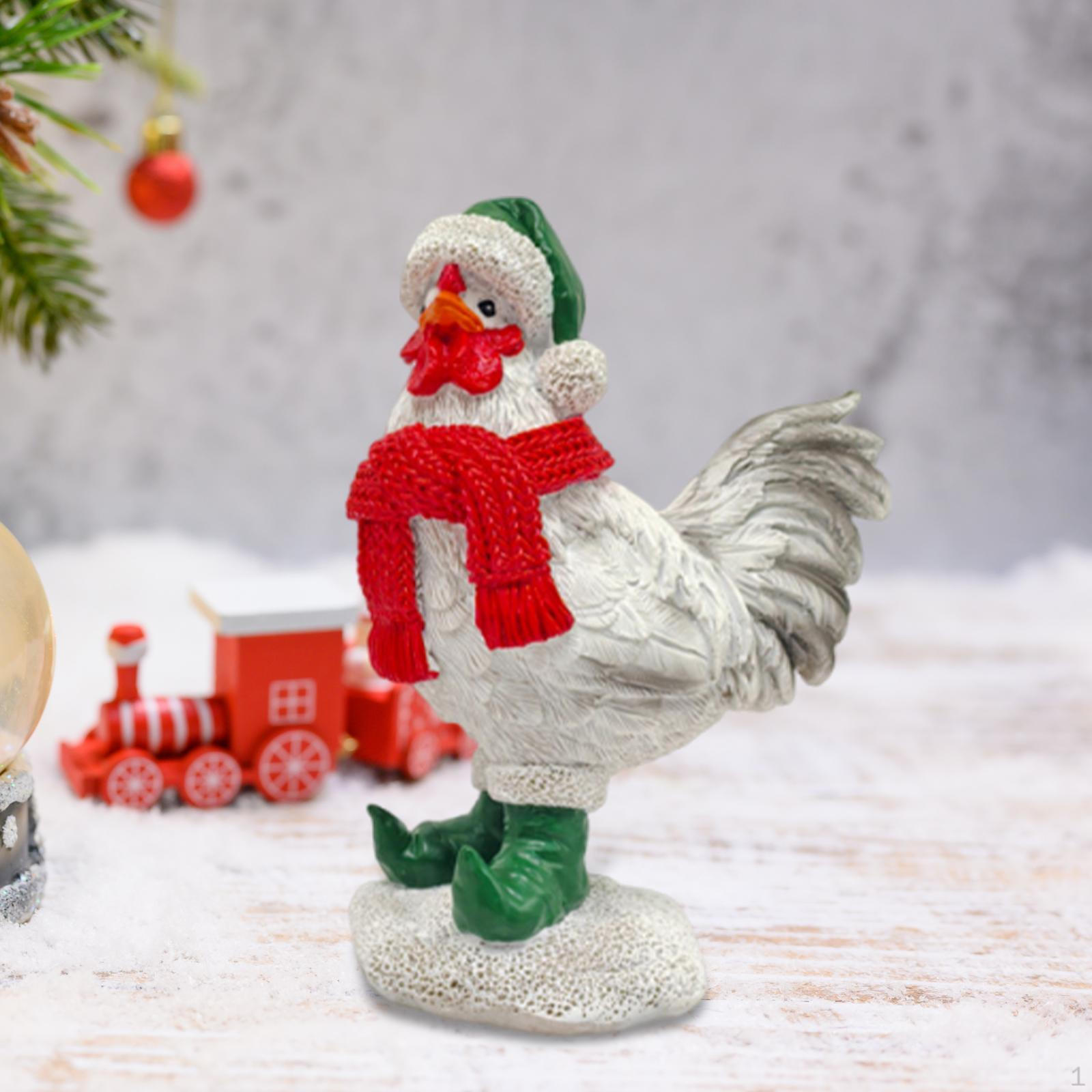 

Christmas Animal Figurine Farm Statue Decor Decorative Xmas Ornament for Shop Chicken