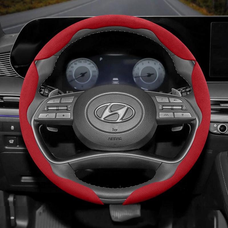 Suitable for Hyundai Anti-Slip Buckle Segmented Suede Steering Wheel Cover I30 Tucson I20 Accent I10 I40 Kona Ix35 Grand Elantra Solaris Creta Getz
