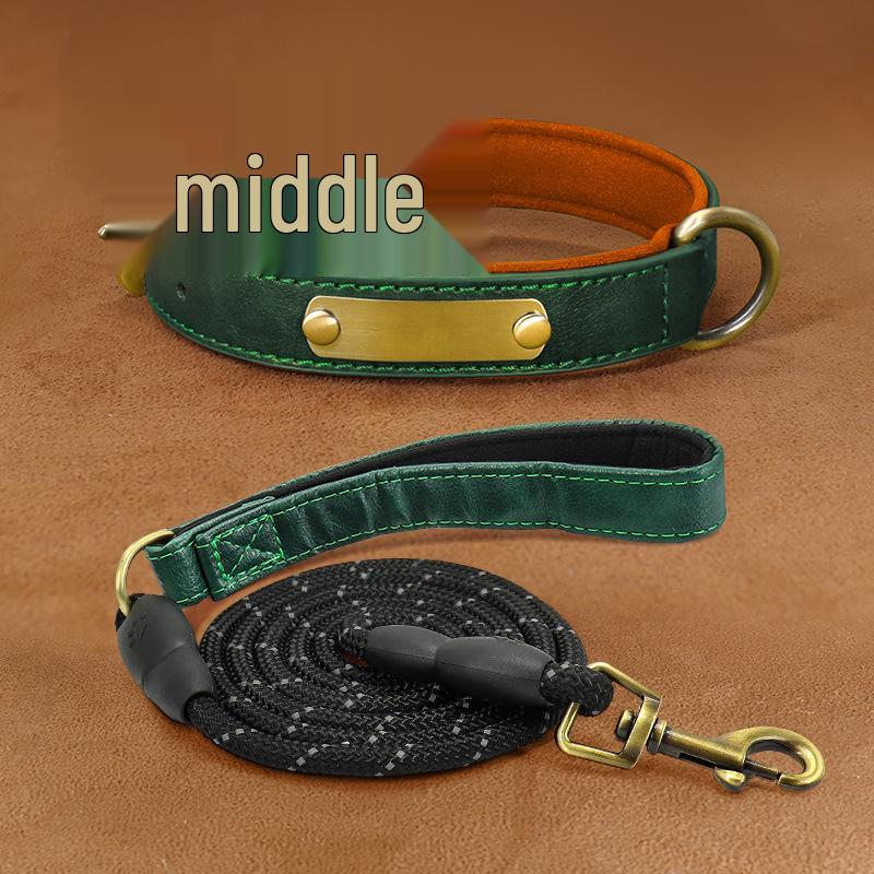 Laser-Engraved Leather Dog Collar with ID Tag for Small & Medium Dogs - Anti-Lost Pet Neck Band