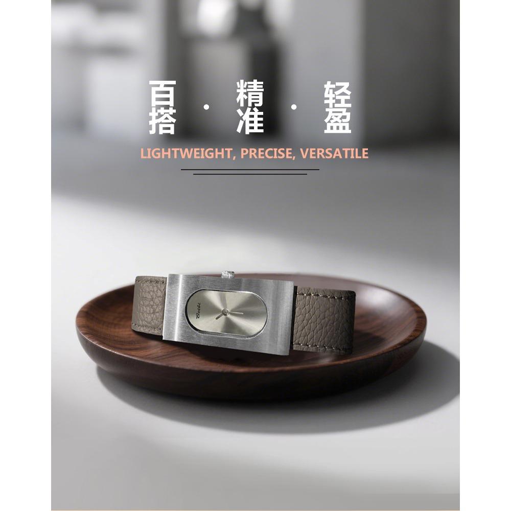 BELBI Reloj de Cuarzo Retro para Mujer con Caja Larga Correa de Cuero Genuino Esfera Oval Minimalista Caja Rectangular Delgada Elegante Reloj de Pulsera para Vestir Regalo Para Mujeres