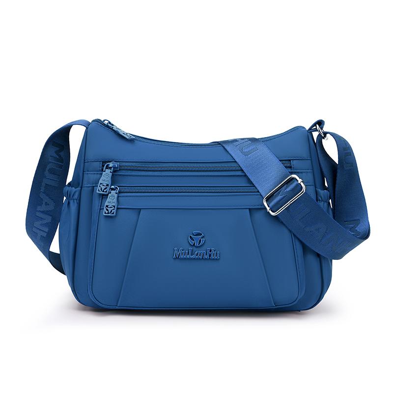 Leichte Nylon-Crossbody-Tasche mit mehreren Reißverschlussfächern, verstellbarer breiter Riemen, lässige Umhängetasche für Damen für den täglichen Gebrauch