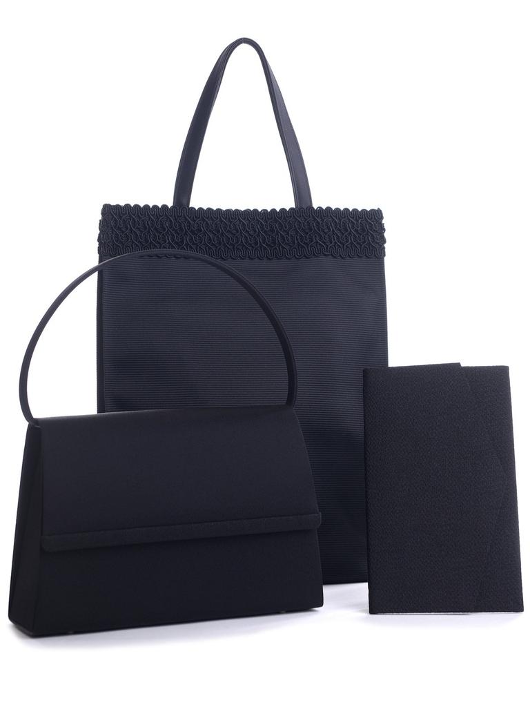 Aurora 3-teiliges Set aus schwarzen formellen Taschen und Tüchern, Hergestellt in Japan, Perfekt für Hochzeiten, Beerdigungen, Aufnahmefeiern, Abschlussfeiern und Beileidsbekundungen