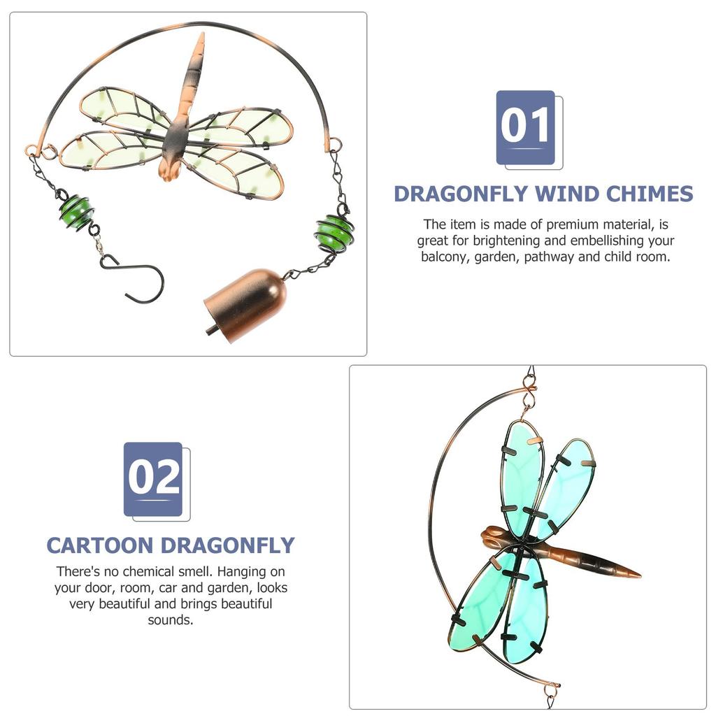 Dragonfly Garden Decor Luminous Hanging Decoration Bell Outdoor Wind Chimes Miss