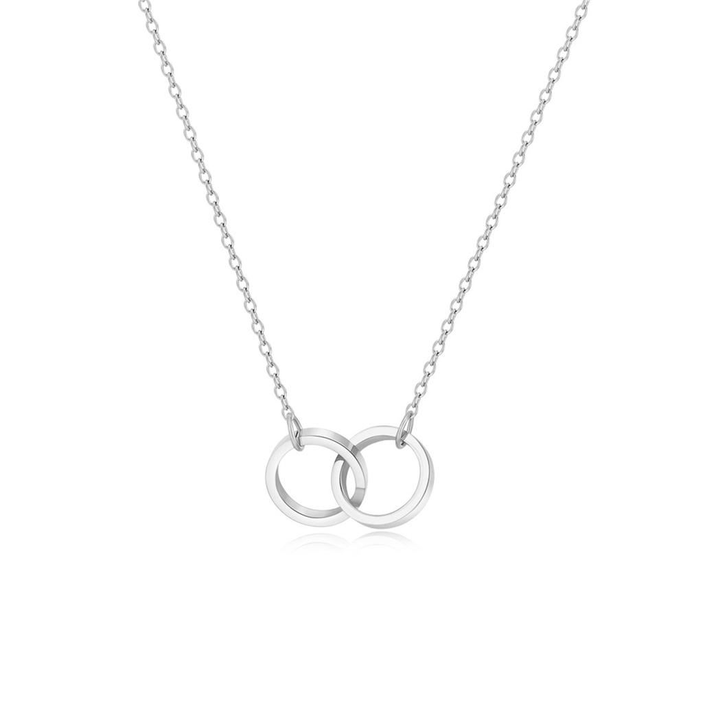 Dropshipping 18k Gold Plated Interlocking Circle Choker Pendant Necklace for Women Double Circles Connection Copper Link
