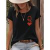 Casual T-shirt with Heart LettersSummer Round-neck Short-sleeved Top
