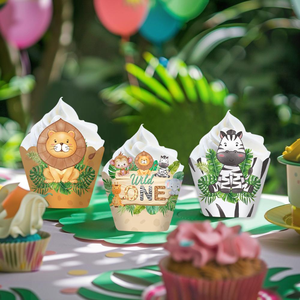 Theme Forest Animal Cartoon Lion Elephant Hedgehog Pattern Cake Edge Decoration