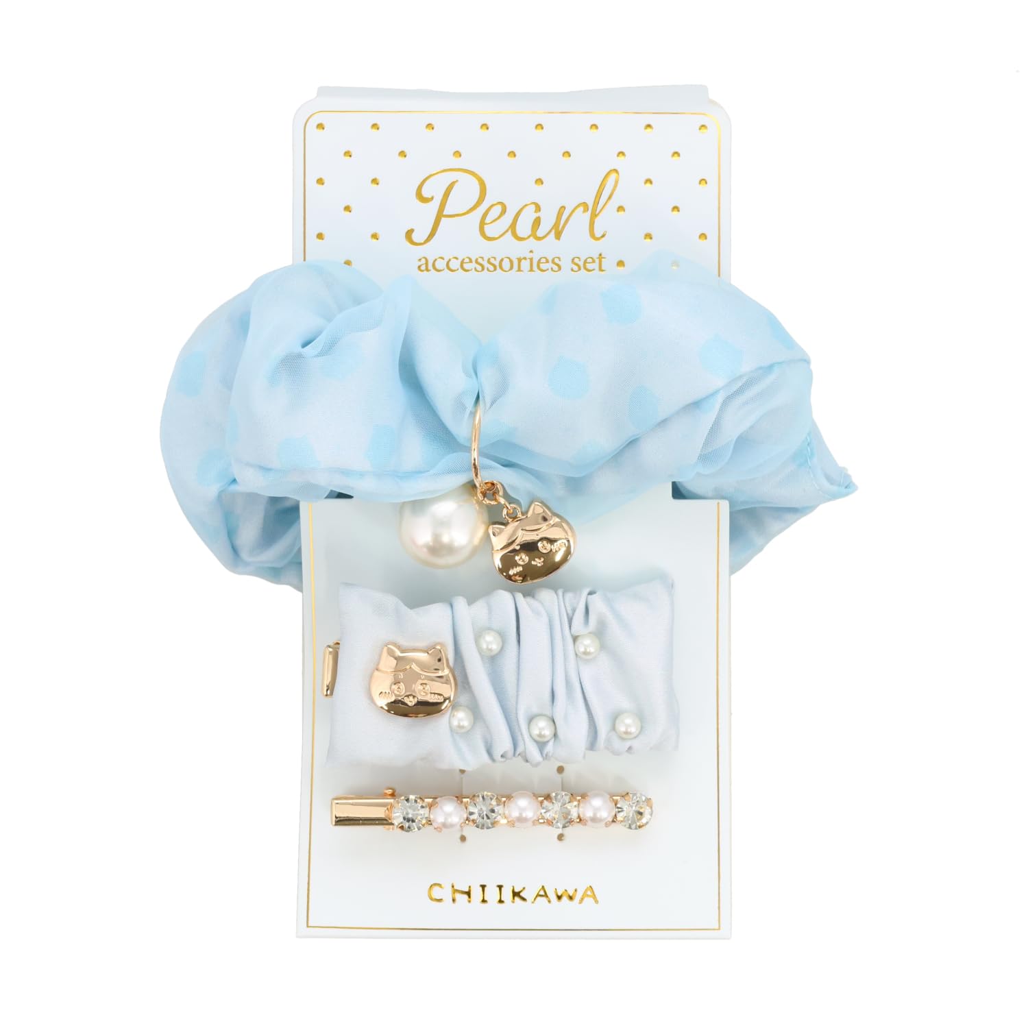 

shobido Chiikawa Жемчужная резинка для волос Заколки для волос Большие и Аксессуары (Набор из 3 предметов, маленький) (Хачиваре)