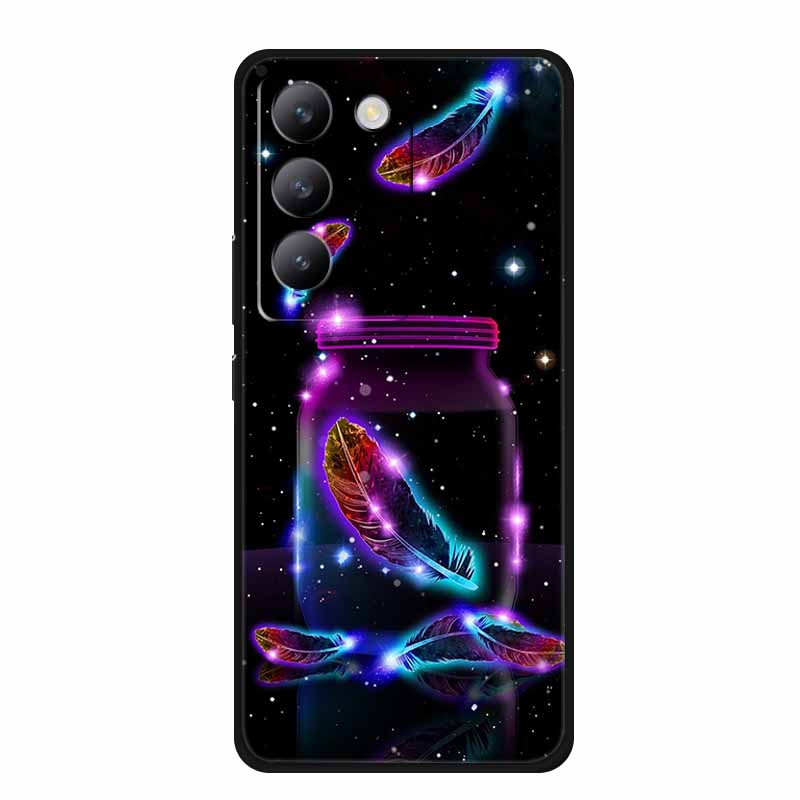 Für vivo V40 SE Hülle Luxus TPU Weiches Silikon Handy Rückabdeckung für vivo V40 SE 5G Schutz Stoßfest Blumen Mädchen Niedlich Hülle