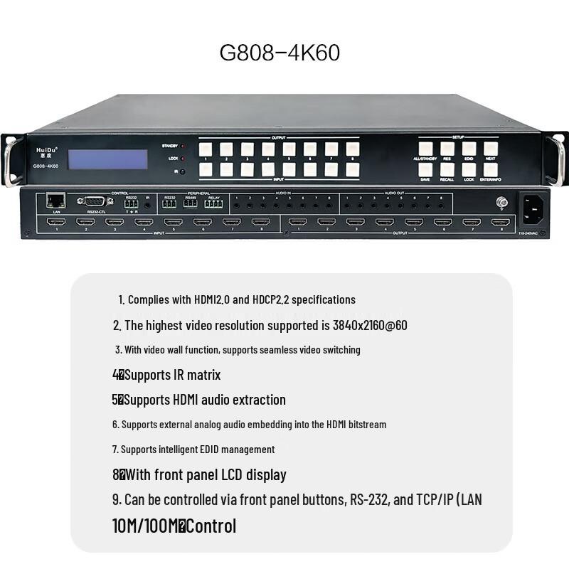 HuiDu Professional 4K HDMI Video Matrix Switcher Processor (CN Version)