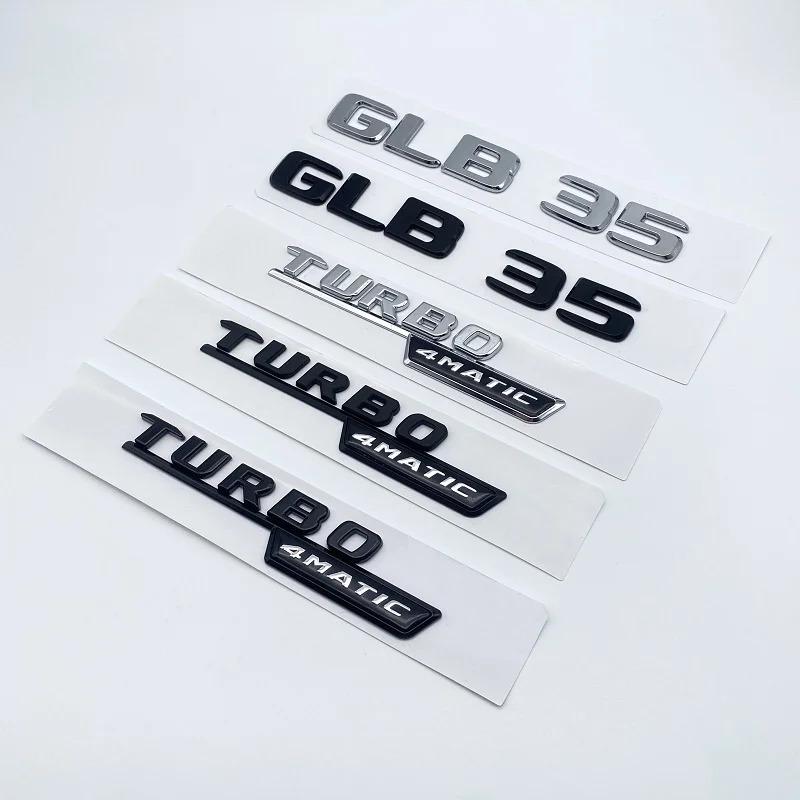 2017 3D ABS Glossy Black Silver Letters GLB35 Turbo 4matic Emblem for Mercedes Benz AMG Car Fender Trunk X247 Rear Logo Sticker LG0