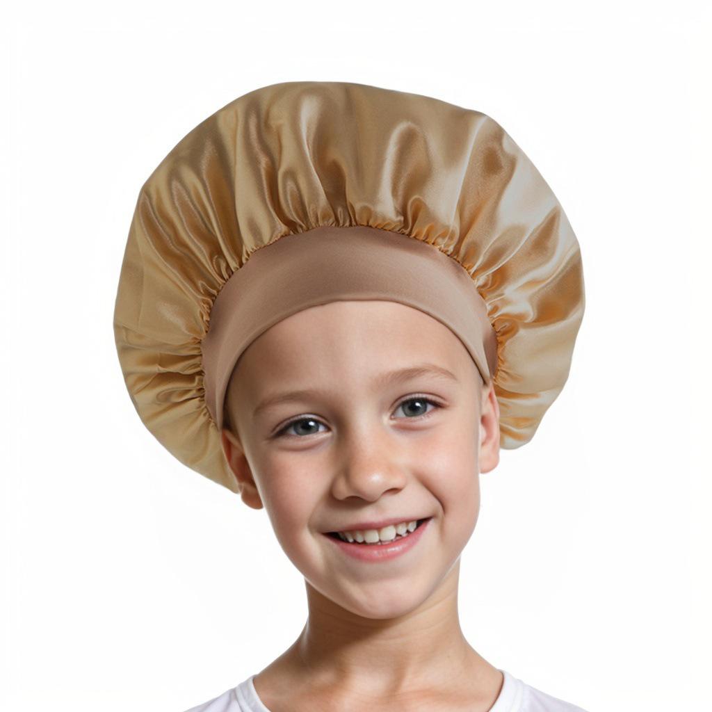 Children's Satin Sleep Cap - Soft Elastic Silk-like Hair Care Hat