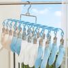 Stainless Steel Clothes Drying Hanger 20 Clips Anti-slip Windproof Clothing Rack Rustproof Underwear Socks Holder Outdoor Drying