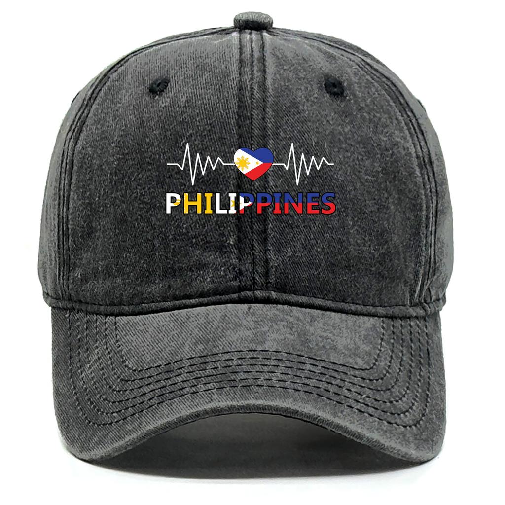 Heart-shaped Flag of Philippines Washed Cotton Snapback Baseball Caps Man's Cap Sporting Adjustable Baseball Hat