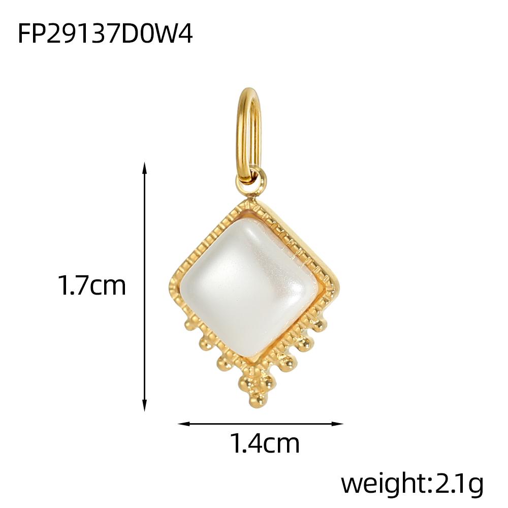 CARLIDANA Stainless Steel Colorful Natural Stone Charm Square Shapes Gold Color Pendants Jewelry Making DIY Necklace Accessories