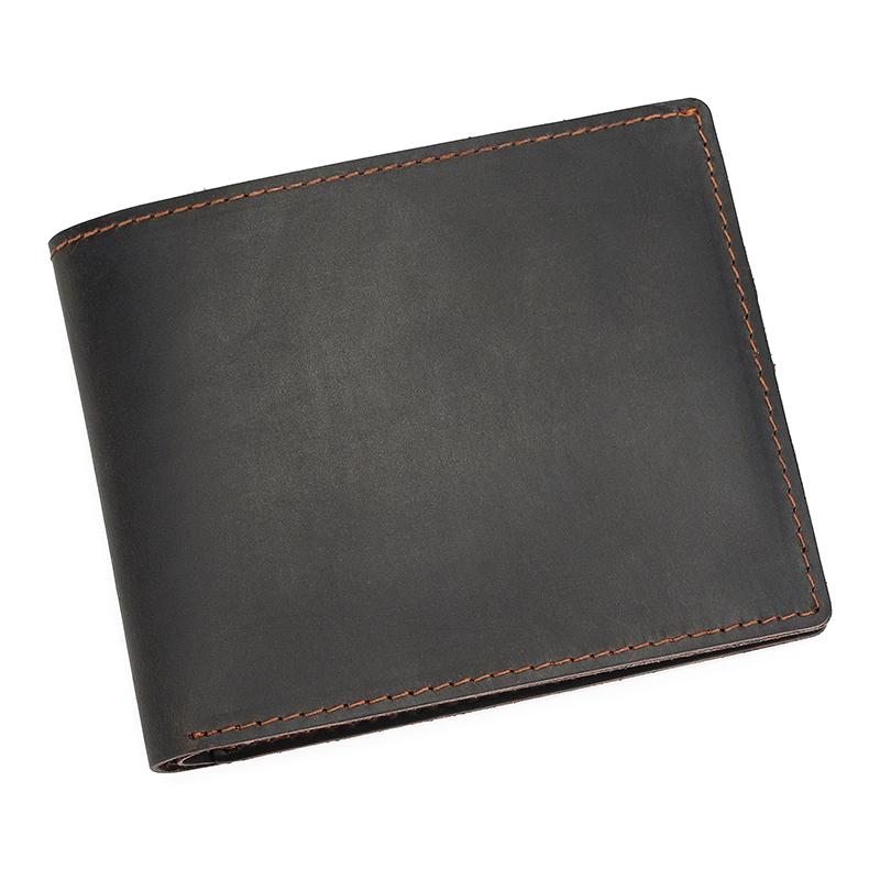 Crazy Horse Leather Men's Short Wallet Gift For Men Male Brand Designer Mans Coin Purse Retro Fashion Men Slim Card Purse Thick