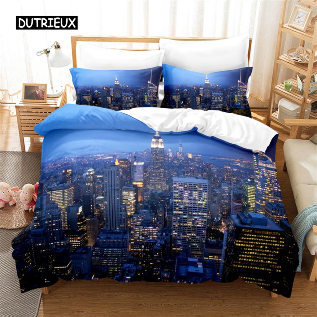 City Night Scene Bedding Set Duvet Cover Sets 3d Bedding Digital Printing Bed Linen Queen Size Bedding Set Fashion Design