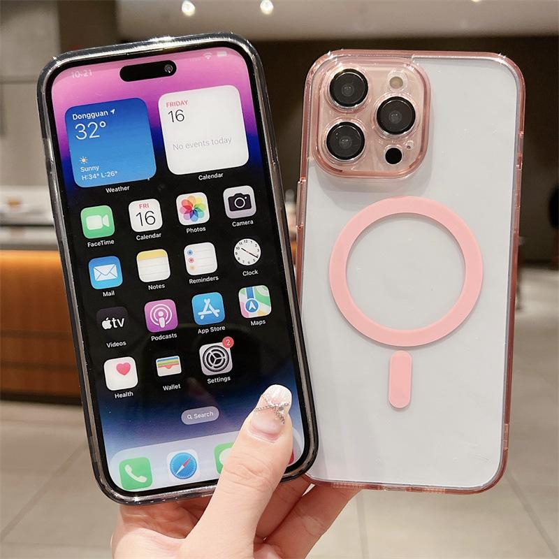 For Apple 16/15PM Phone Case IP14 Protective Case 13pro Acrylic 12 Magnetic 11 with Lens Integrated