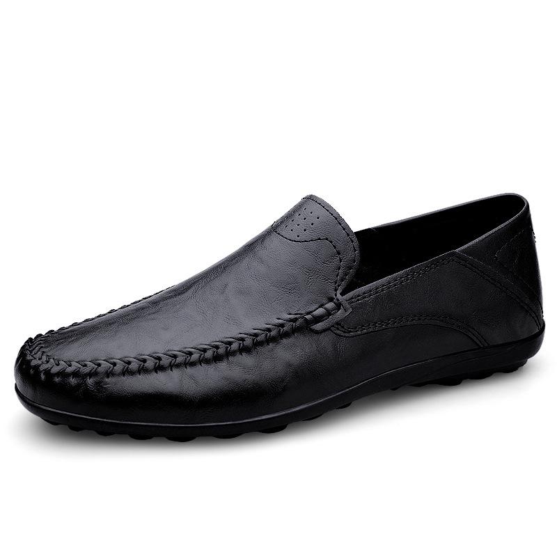 Men s Cross-Border Loafers: Cowhide Slip-On Driving Shoes with Flat Sole, Handmade for Spring 46