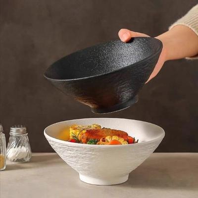 Frosted Stone Ceramic Lamian Noodles Bowl Round Hat Bowl Solid Color Stone Tableware Fruit Salad Bowl Kitchen Tableware