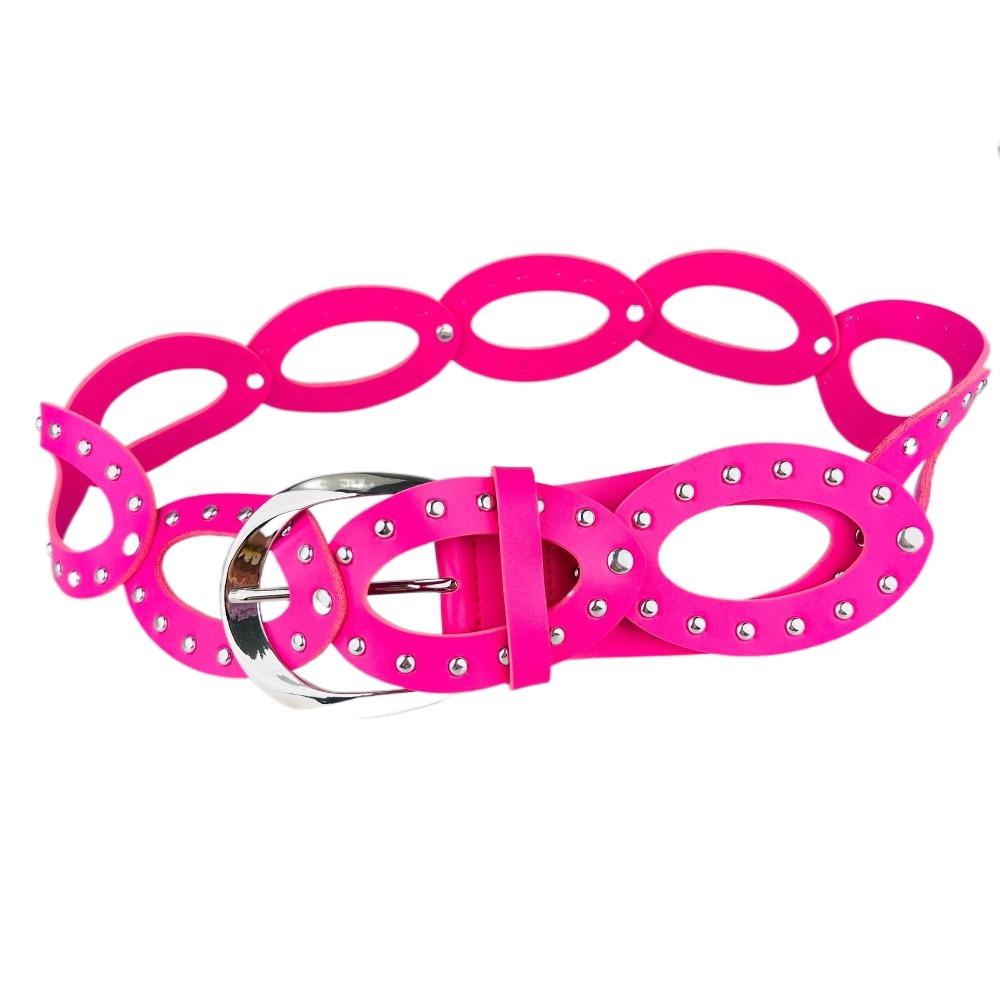 Elliptic Geometry PU Leather Waistbands Hollow Out Rivet Waist Belt  Dress Decoration
