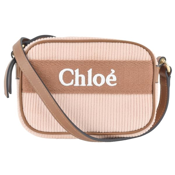 Chloe Cotton Corduroy Shoulder Bag with Pale Kids' Logo, C20273, Pink. [Brand Name] [Used]