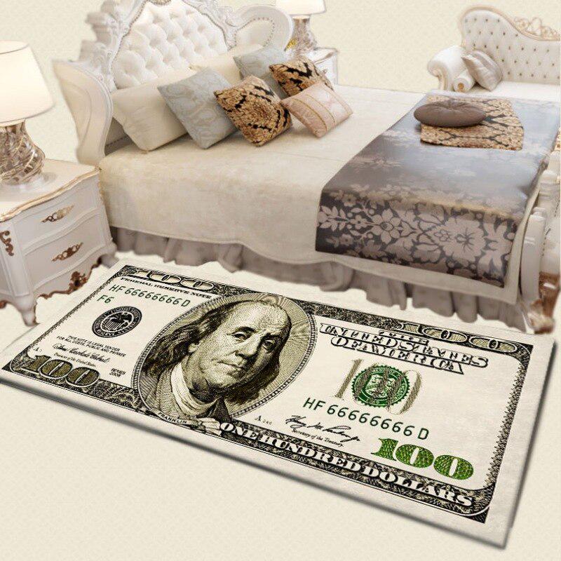 Yüz Dolar 100 Fatura Baskı Alanı Halı Kaymaz Destekli Modern Ev Dekor Halı Yolluk Mat