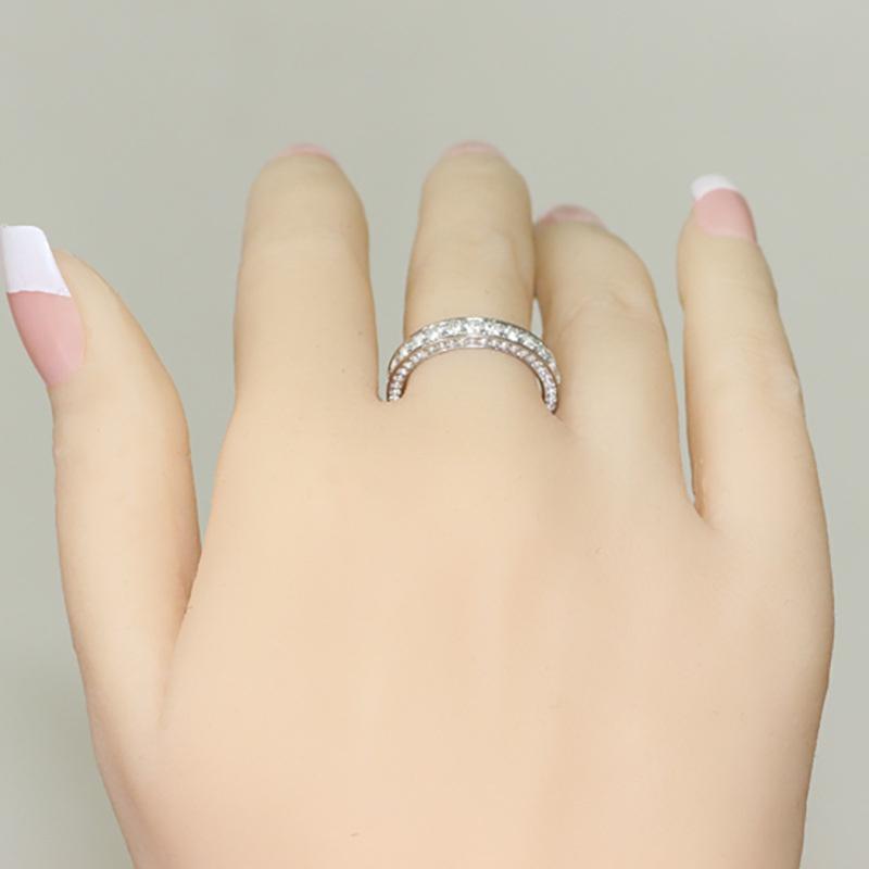 Luxury Round Wedding Rings For Women Trendy Jewelry Metal Inlaid White Zircon Anniversary Party Engagement Ring