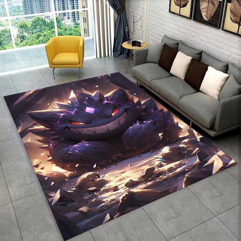 Cute Gengar Pokemon Cartoon Non-Slip Area Rug for Living Room,Bedroom,Playroom,Soft Carpet Floor Mat Home Decor Rug Kids Room