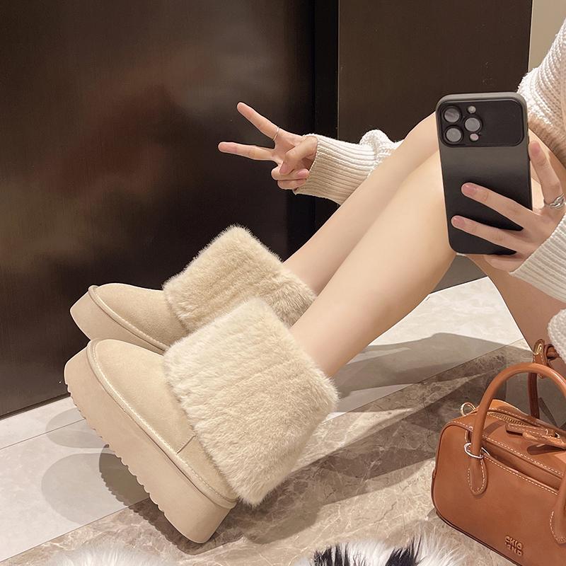 Fashion Women Thickened Imitation Mink Fur Plush Leg Warmers Boots Cover Warm Leggings Boots Mid Length Socks Harajuku Party Accessories