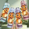 1PC Dinosaur Custom Name Cartoon Print 750ml Color Plastic Sports Water Bottle Leakproof Flip Straw Lid Suitable for Sports Office Home Use
