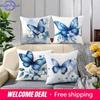 Blue Dancing Butterfly Print Home Decor Pillowcase Bedroom Living Room Sofa Decoration Polyester Cushion Cover with Zipper