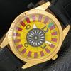 HAND-WINDING VINTAGE SWISS MENS POKER FACE YELLOW COLOR DIAL WATCH A701183-5 R205b-a701183