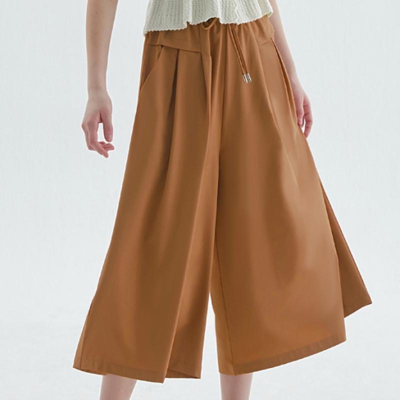 Calças Culotte Largas 3/4 Femininas Baiyu Conjunto Peça Pc8w
