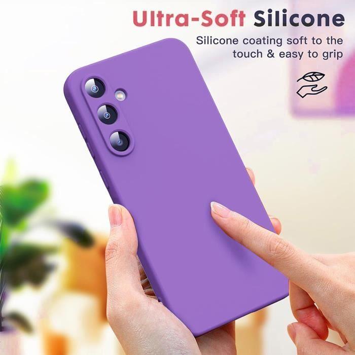Coque + 2 Verres Trempés Silicone pour Samsung Galaxy S24 FE (pas pour S24) - Protection Slim Antichoc Anti-Rayures - Violet