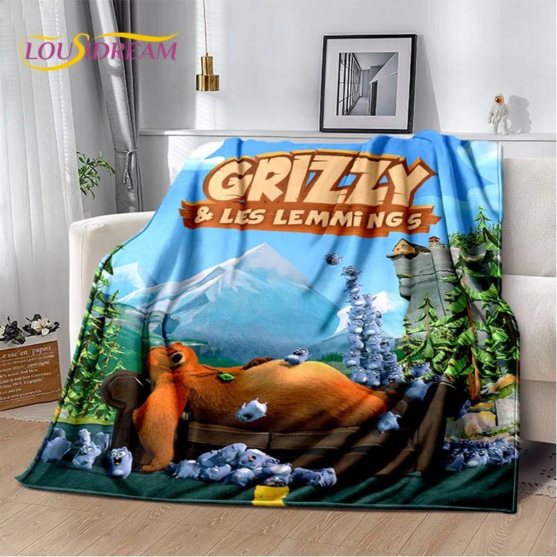 Cartoon Grizzy and The Lemmings Soft Flannel Blanket for Beds Bedroom Sofa Picnic,Throw Blanket for Cover Outdoors Leisure Gift