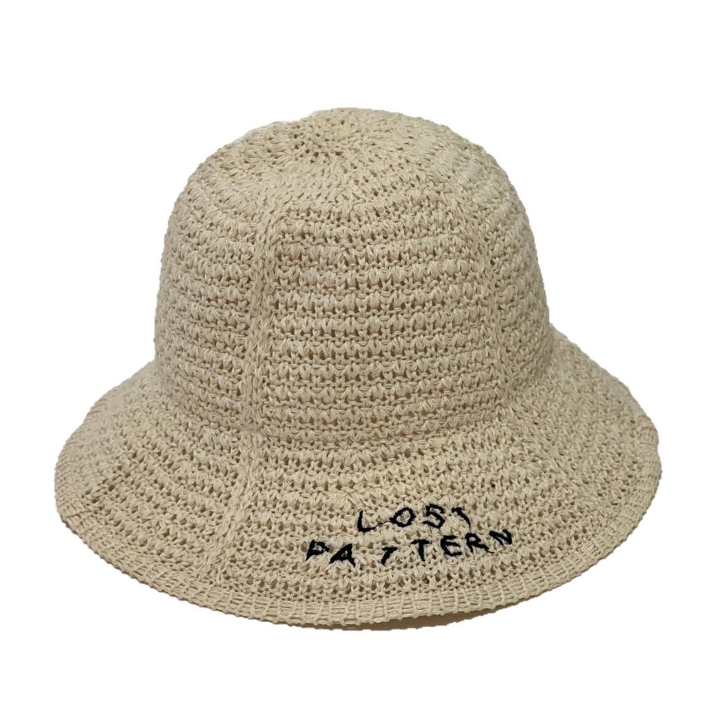 Early spring new letter embroidery woven bucket hat sunshade sunscreen big brim bucket hat women
