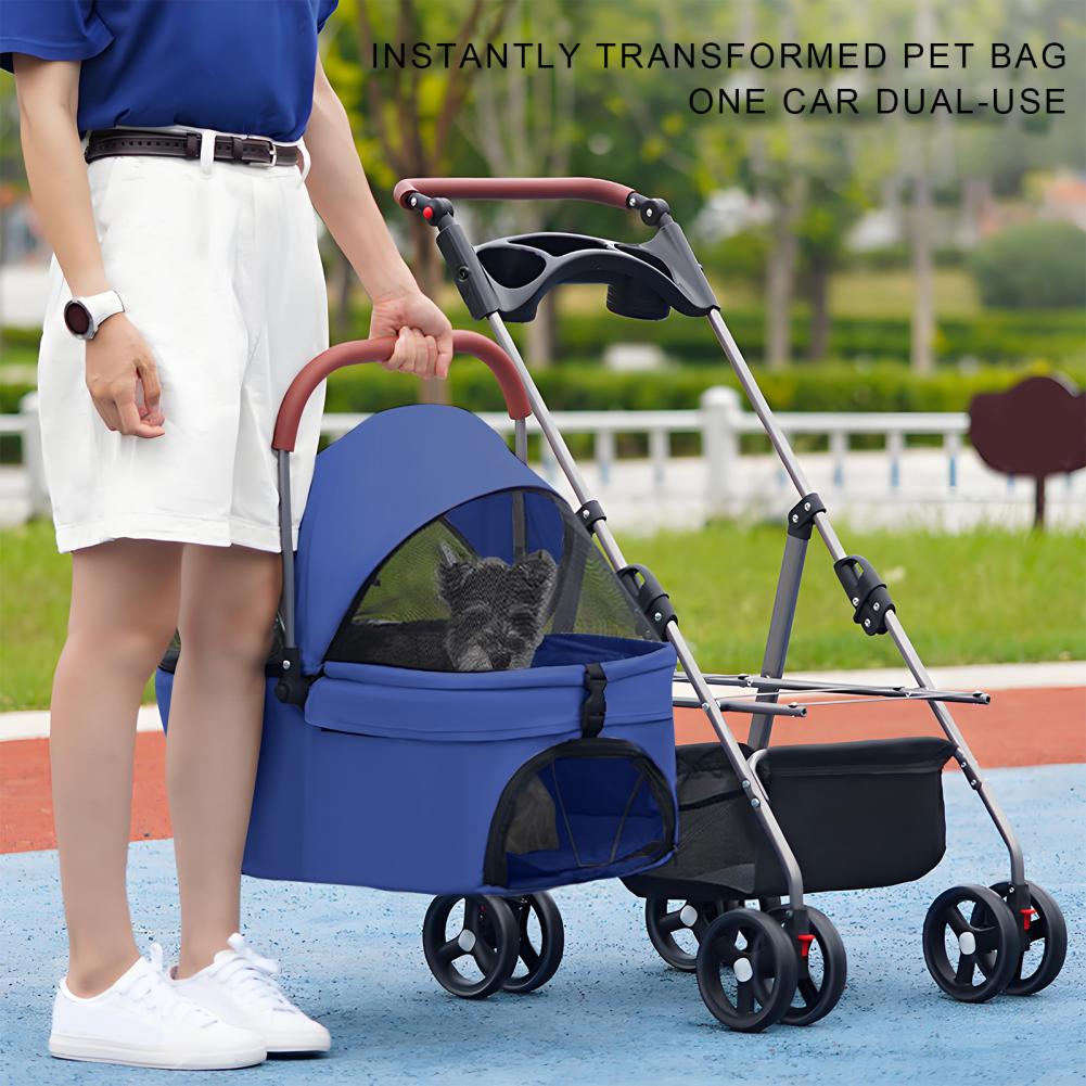 2in1 Puppy Stroller Small And Medium Pet Stroller Lightweight Pet Transporter Folding Outdoor Travel Breathable Cat Dog Stroller