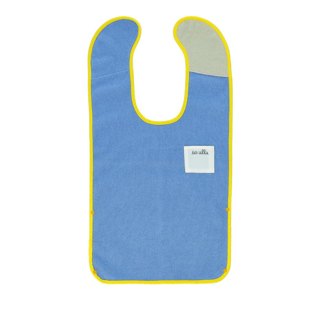 Marushin Bib Toara Microfiber Bib with Name Product 1815009900 toalla L, Blue, Stick-On Tag, Number
