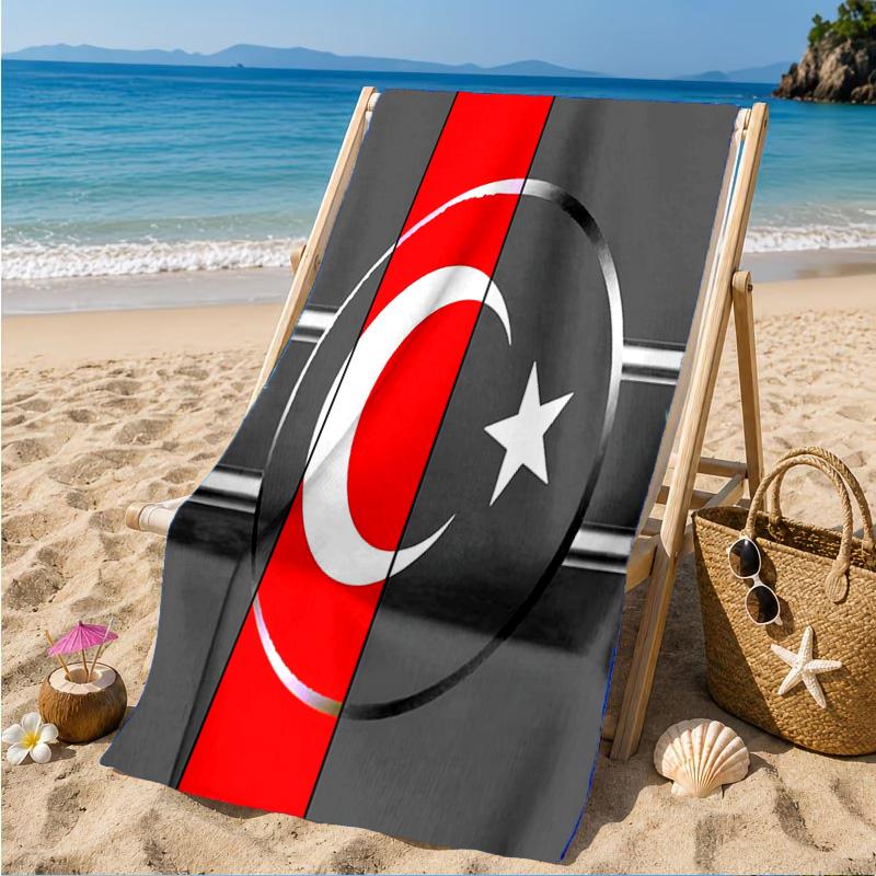 Turkish Flag Design Beach Towel, Quick-drying, Easy to Care for, Suitable for Both Fitness and Beach Vacations,Sports Essential