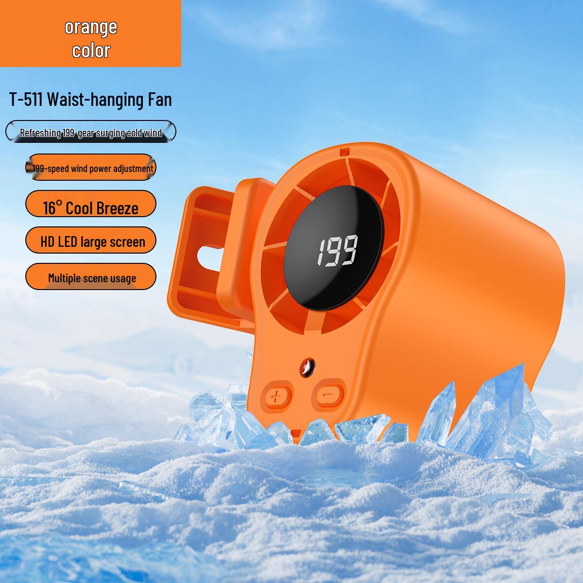 

T511 Portable USB Neck Clip Fan – Large Capacity, Rechargeable, Outdoor Carry-on 84*74*63 оранжевый