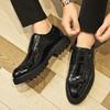 Fashion Men Outdoor Non-slip Walk Daily Commute Casual Shoe Hand-stitched Leather Business Shoes Men Thick Soled Slip-On Driving Loafers